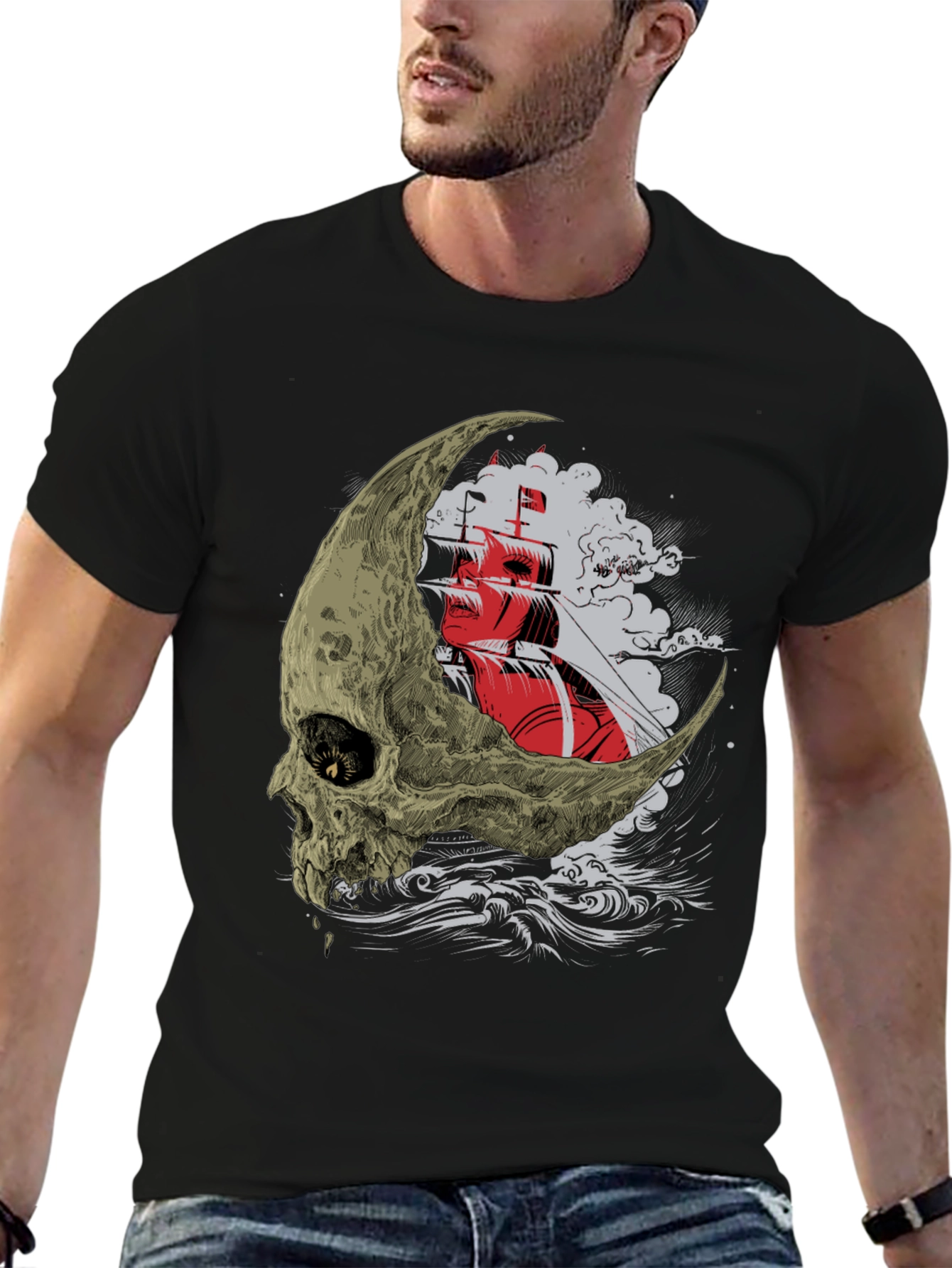 Skull Moon Ship T-Shirt