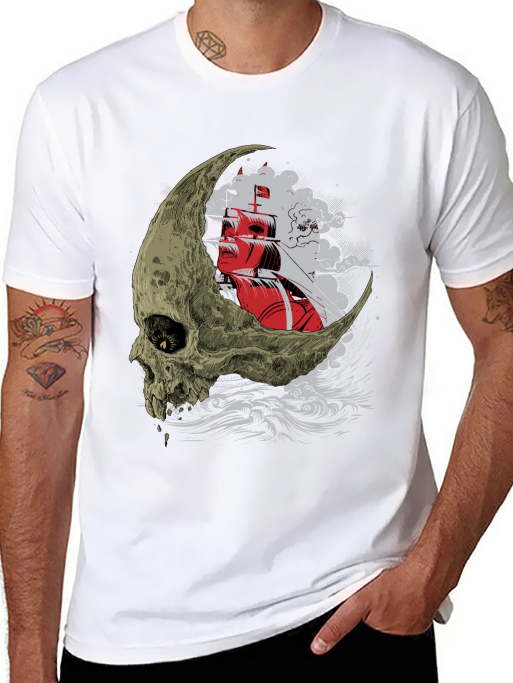 Skull Moon Ship T-Shirt
