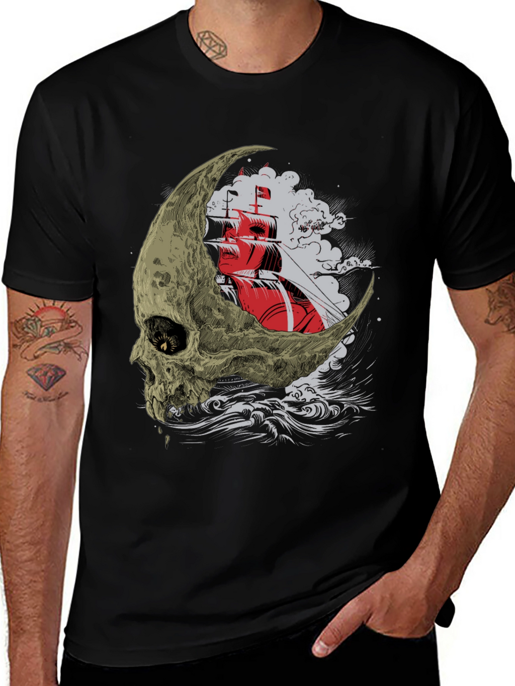 Skull Moon Ship T-Shirt
