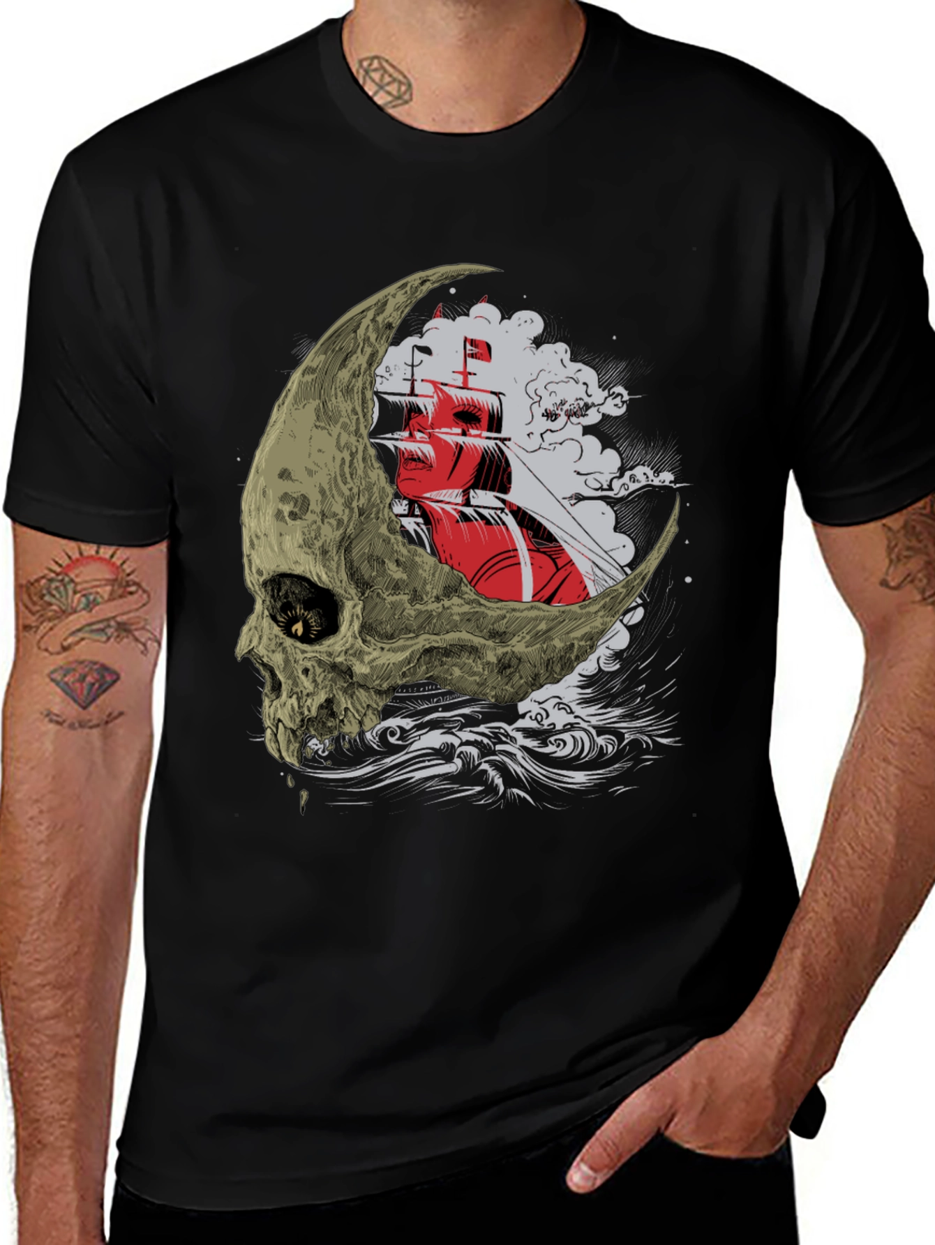 Skull Moon Ship T-Shirt