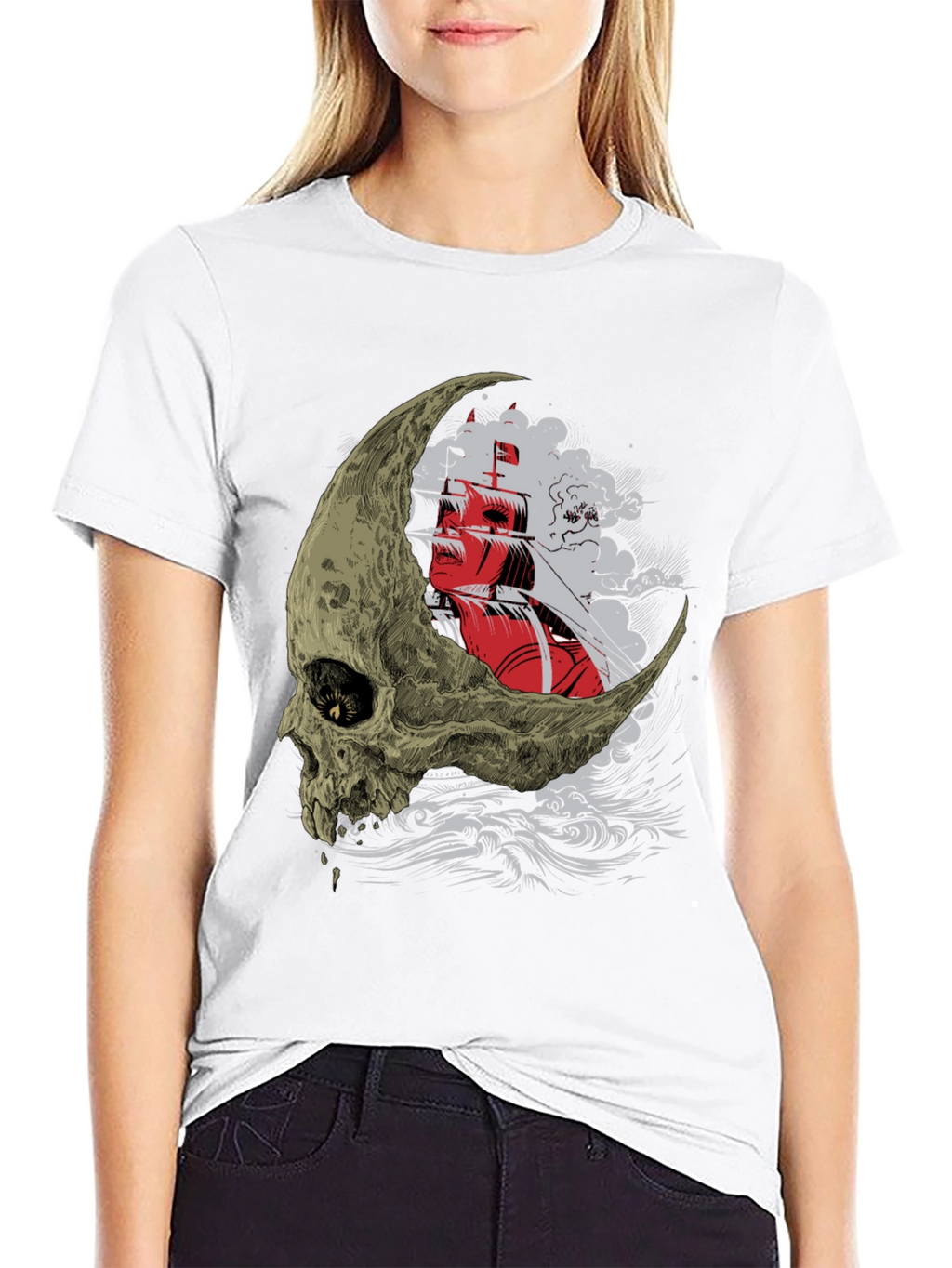 Skull Moon Ship T-Shirt