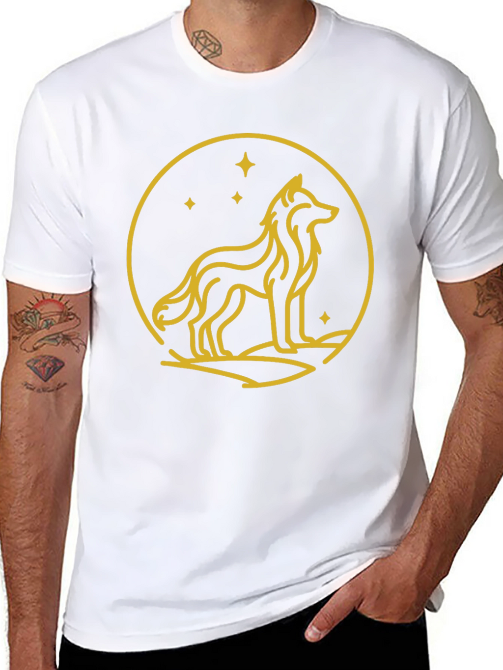 Wolf Circle Graphic Tee - Black