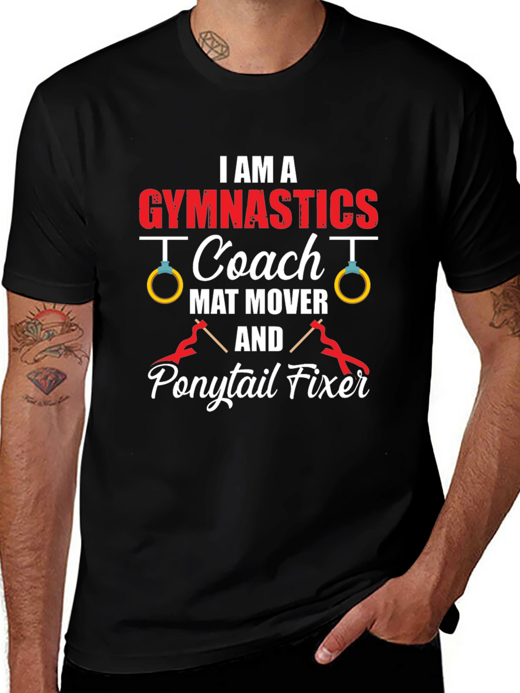 Gymnastics Coach T-Shirt - Mat Mover Ponytail Fixer Tee