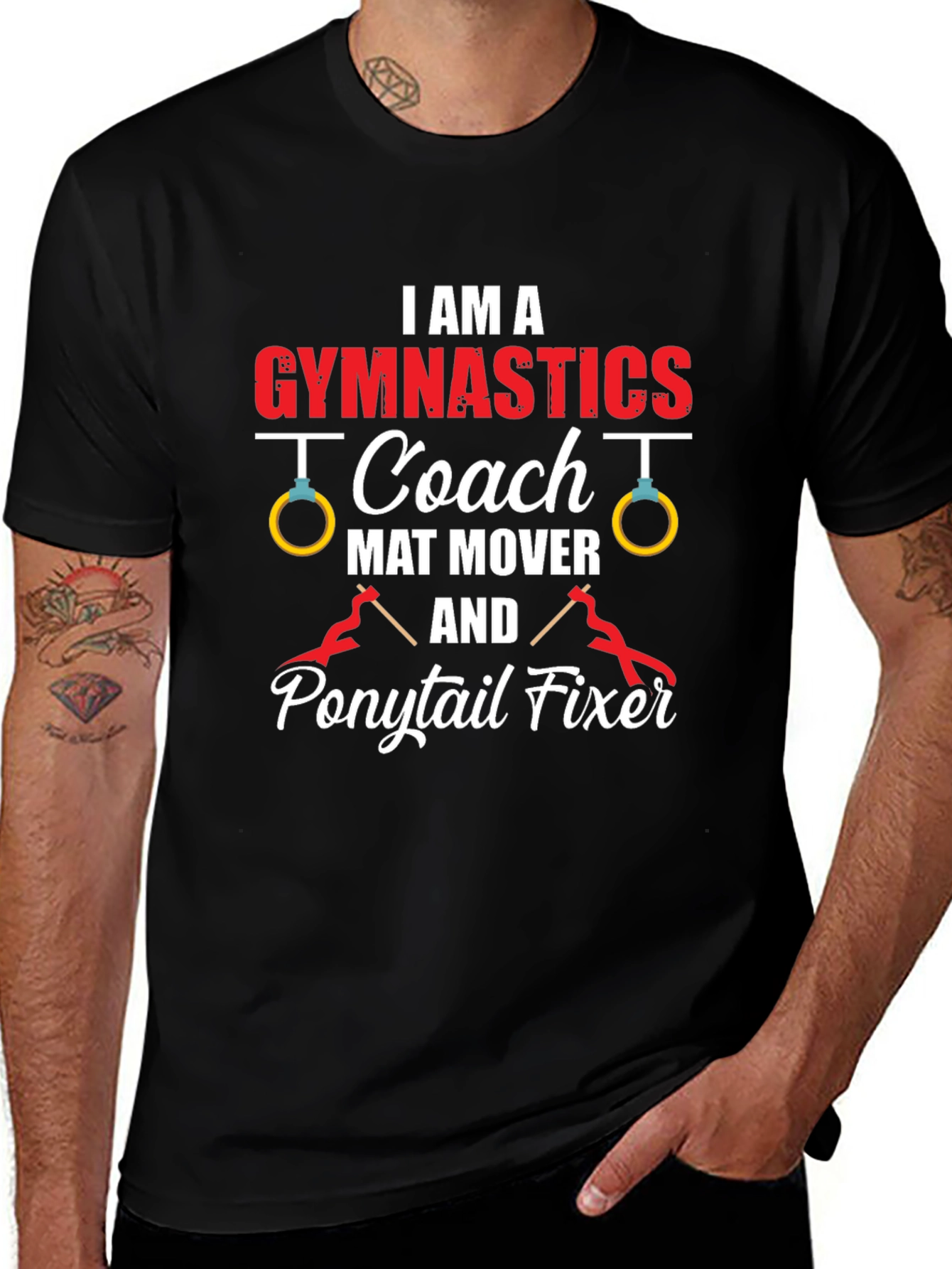 Gymnastics Coach T-Shirt - Mat Mover Ponytail Fixer Tee