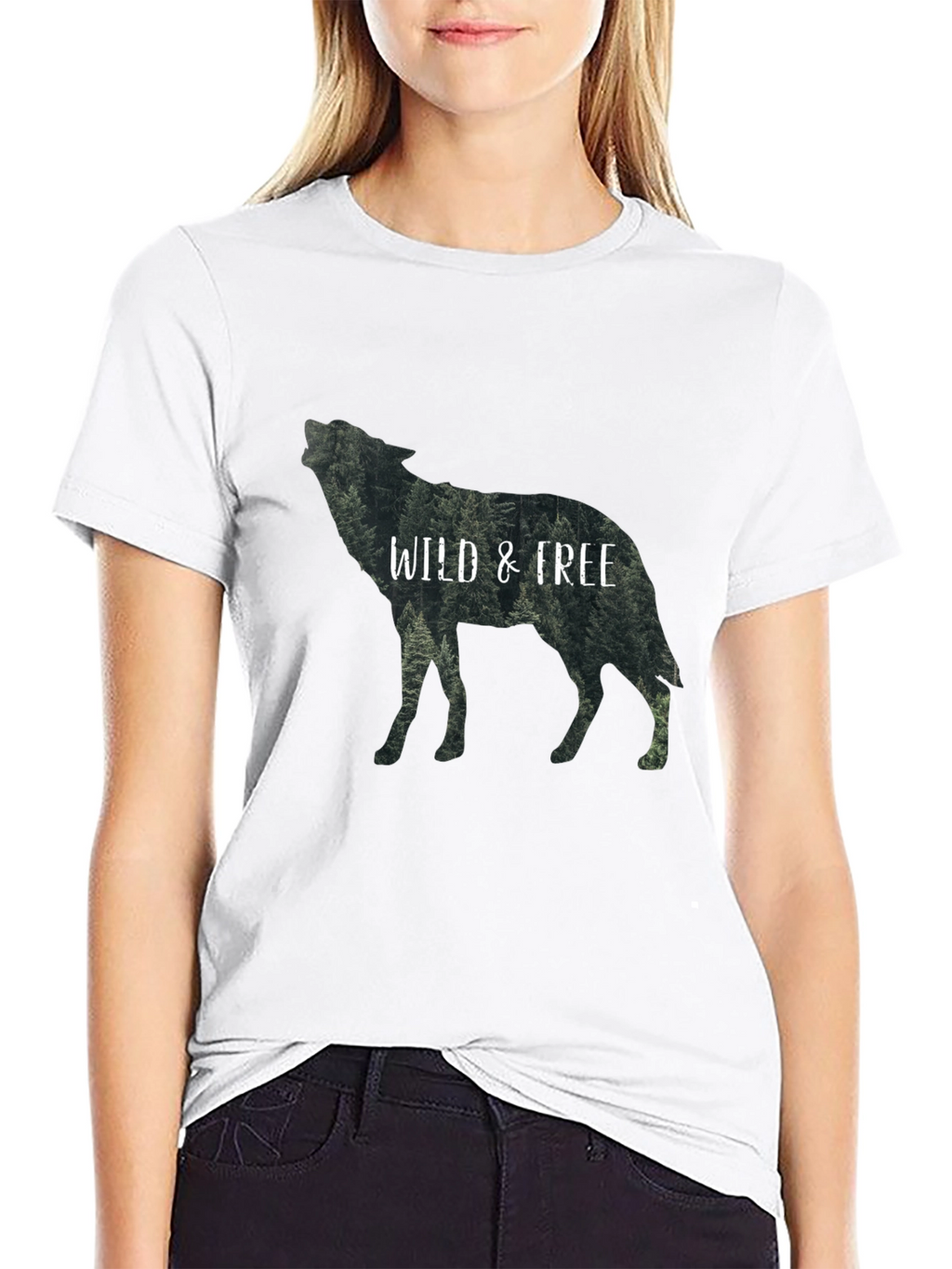 Wild & Free Wolf Graphic Black T-Shirt