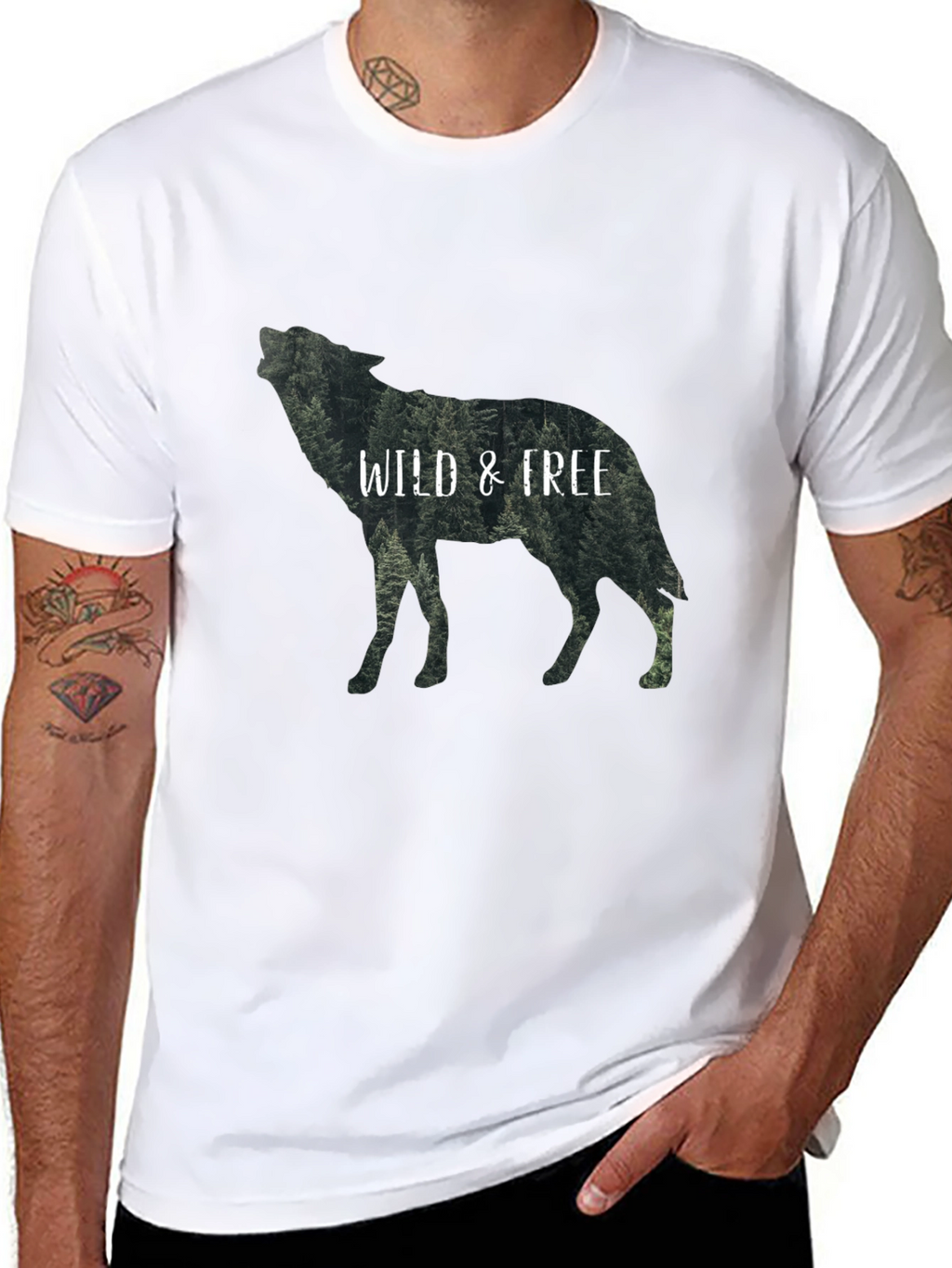 Wild & Free Wolf Graphic Black T-Shirt