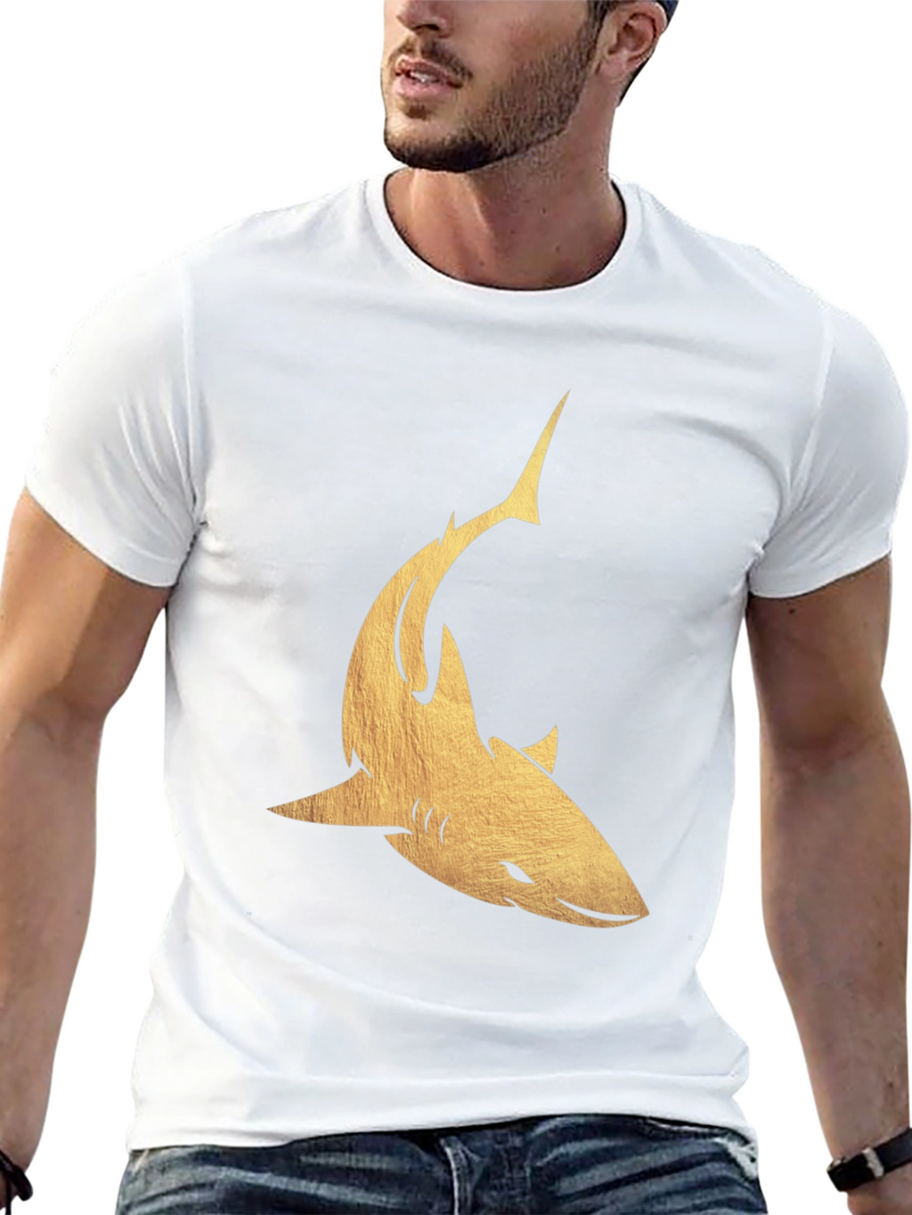 Golden Shark Graphic Tee - Mens Black T-Shirt