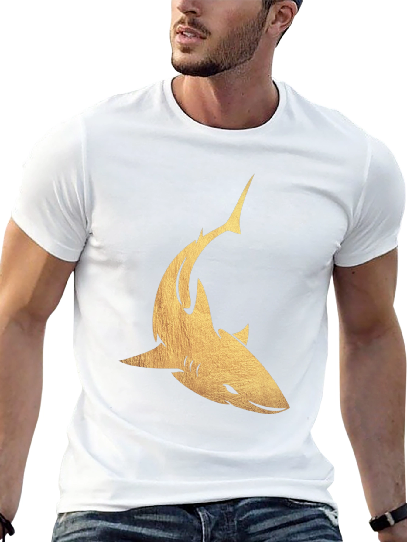 Golden Shark Graphic Tee - Mens Black T-Shirt