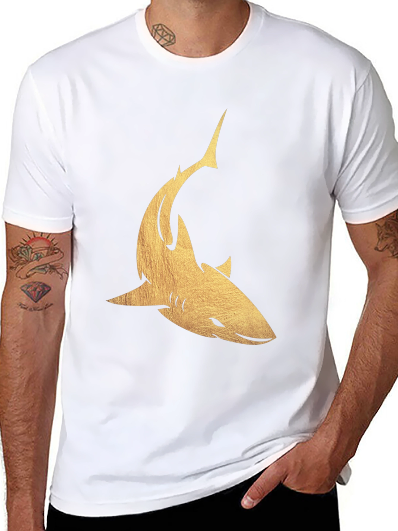 Golden Shark Graphic Tee - Mens Black T-Shirt