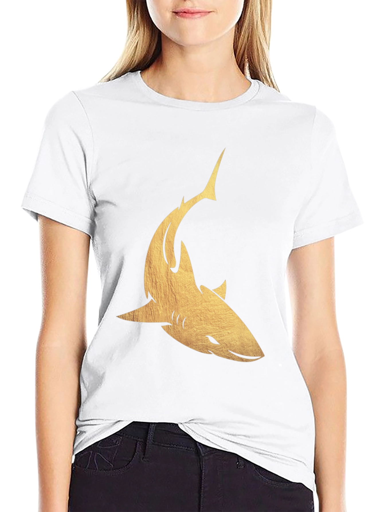 Golden Shark Graphic Tee - Mens Black T-Shirt