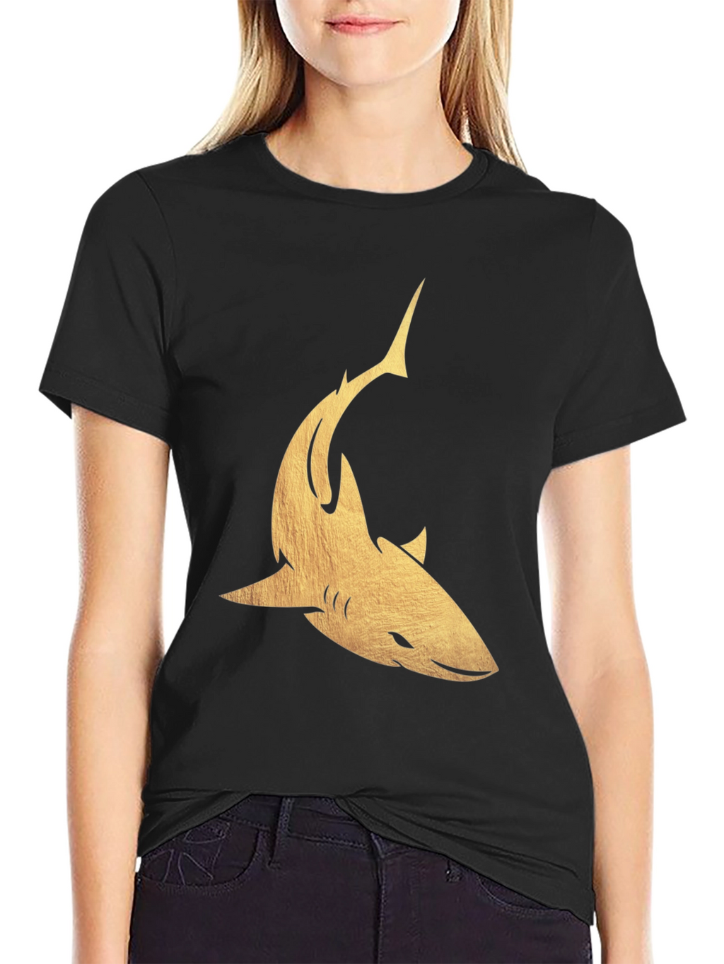 Golden Shark Graphic Tee - Mens Black T-Shirt