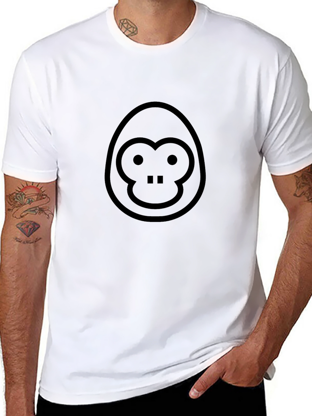 Graphic Monkey Tee - Black Cotton T-Shirt