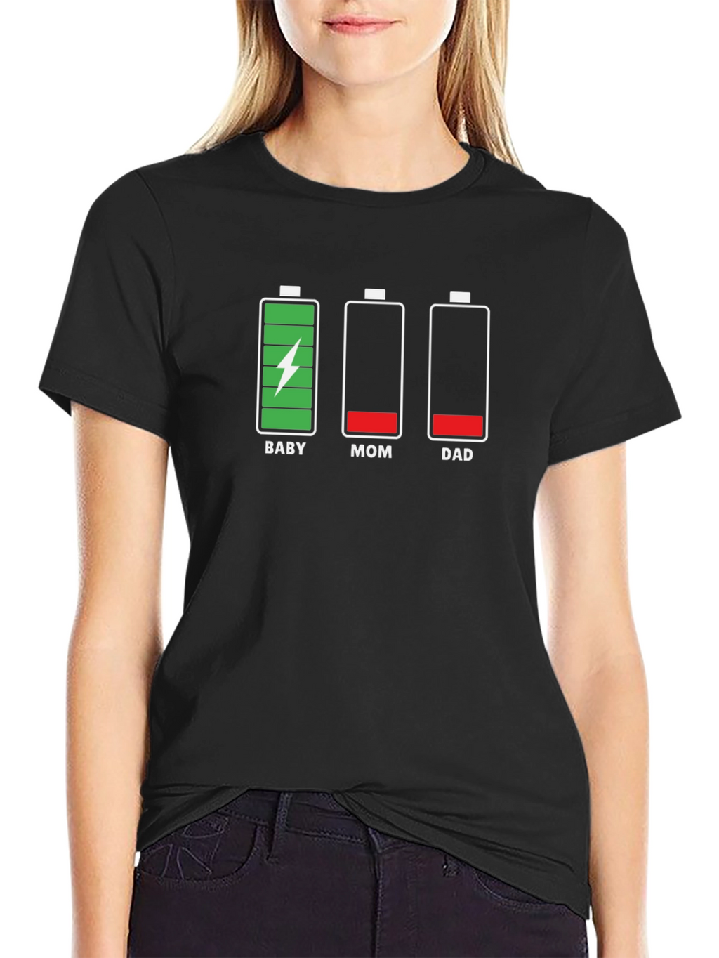 Funny Family Battery Level Black T-Shirt