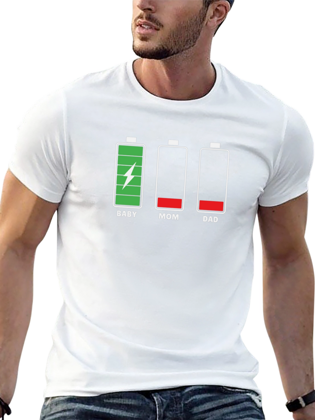 Funny Family Battery Level Black T-Shirt