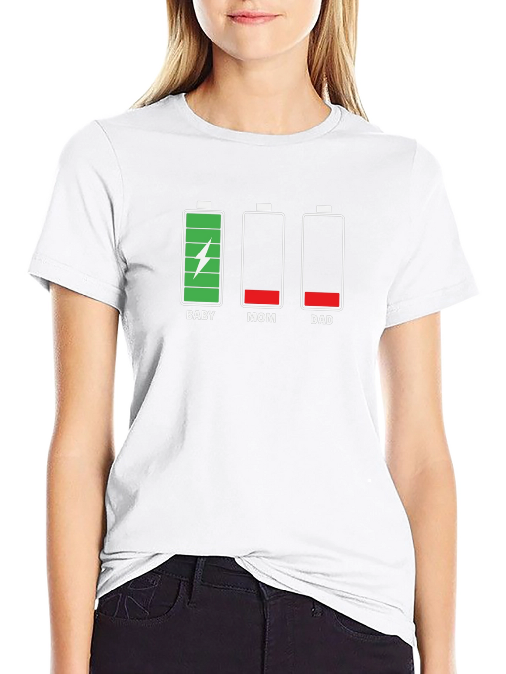 Funny Family Battery Level Black T-Shirt