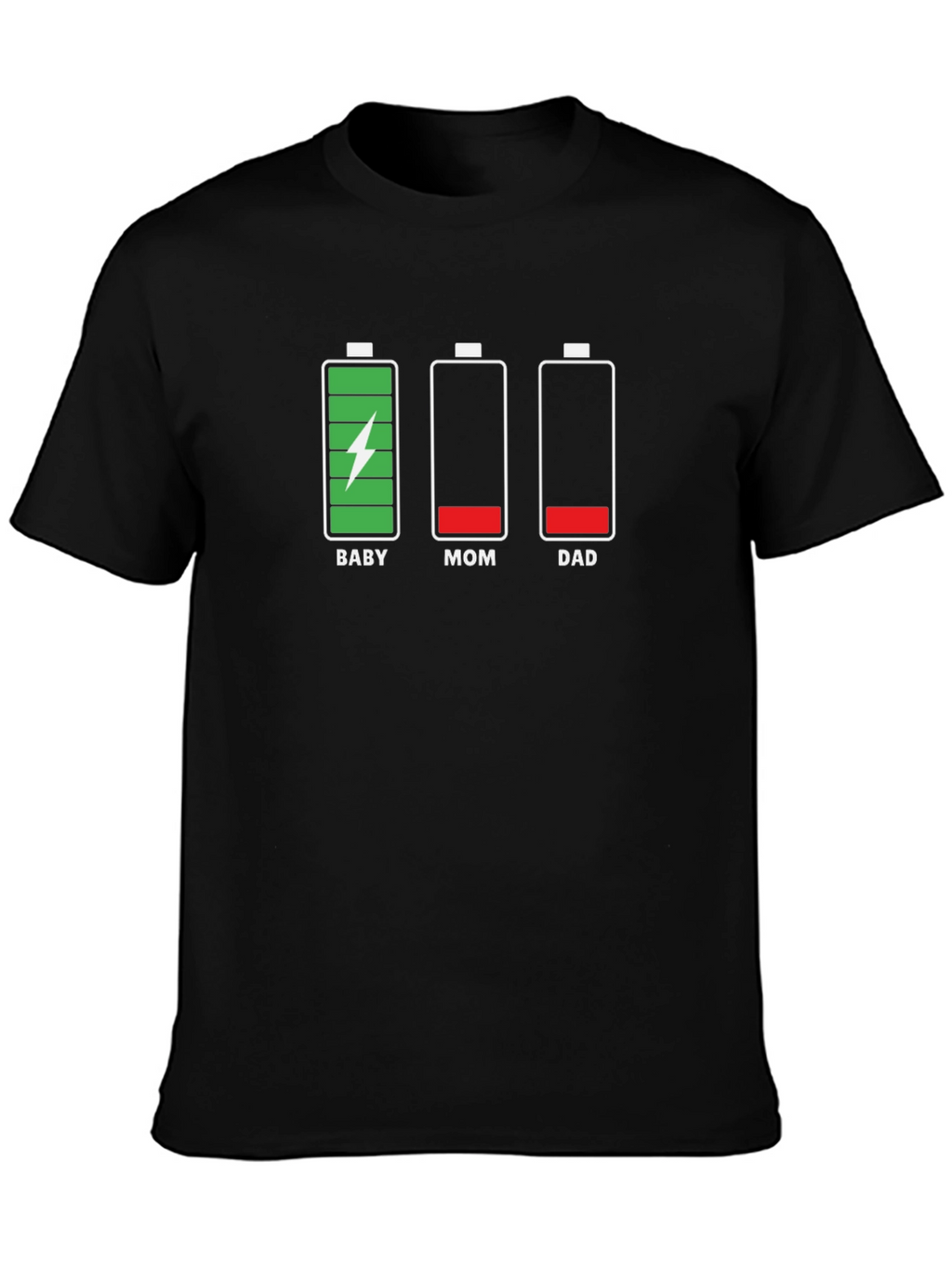 Funny Family Battery Level Black T-Shirt