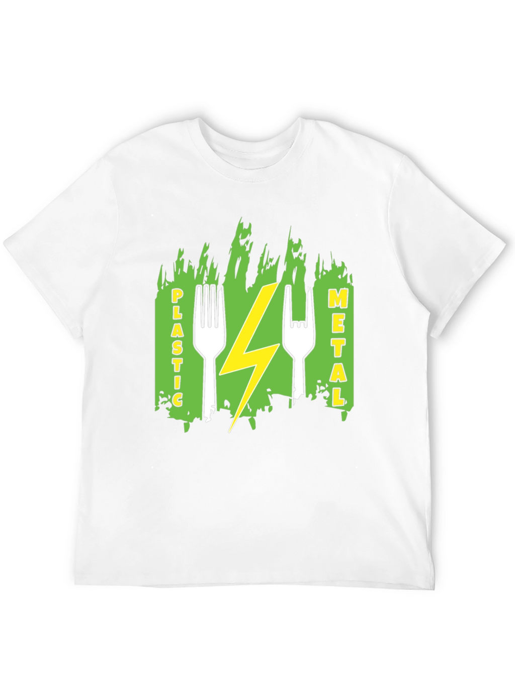 Plastic Metal Fork Lightning Bolt Graphic Tee