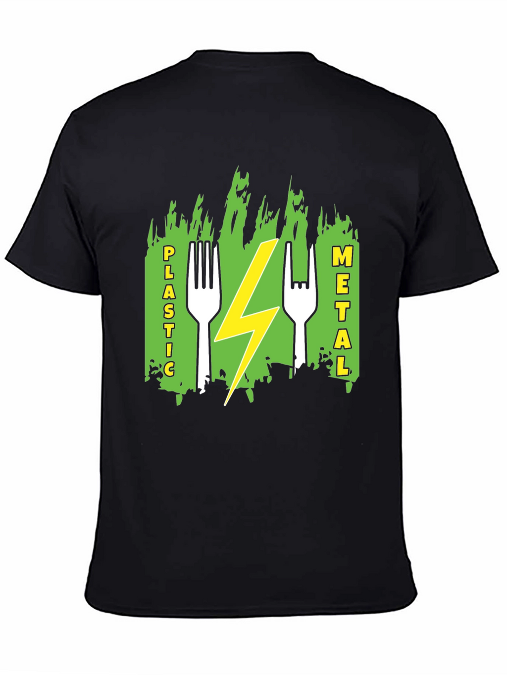 Plastic Metal Fork Lightning Bolt Graphic Tee