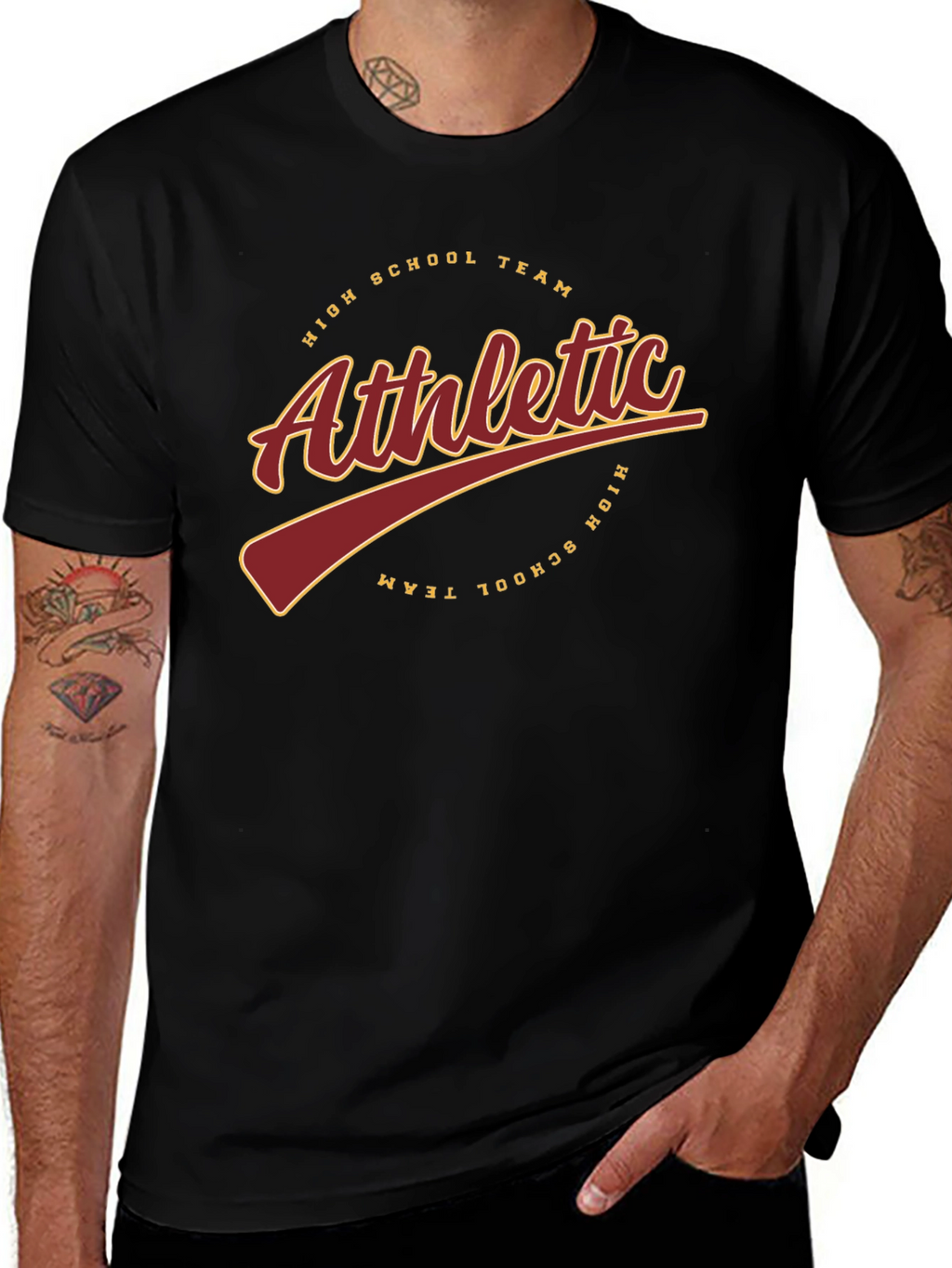 Athletic High School Team Black T-Shirt