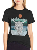Highland Cow Graphic Tee - Retro Mountain Design