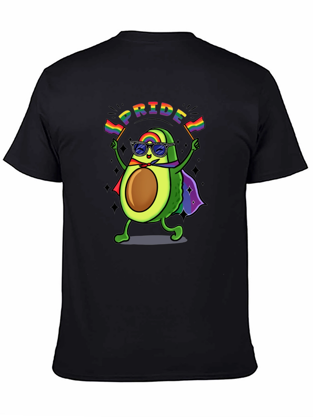 Pride Avocado T-Shirt - Black Crew Neck Cotton Tee