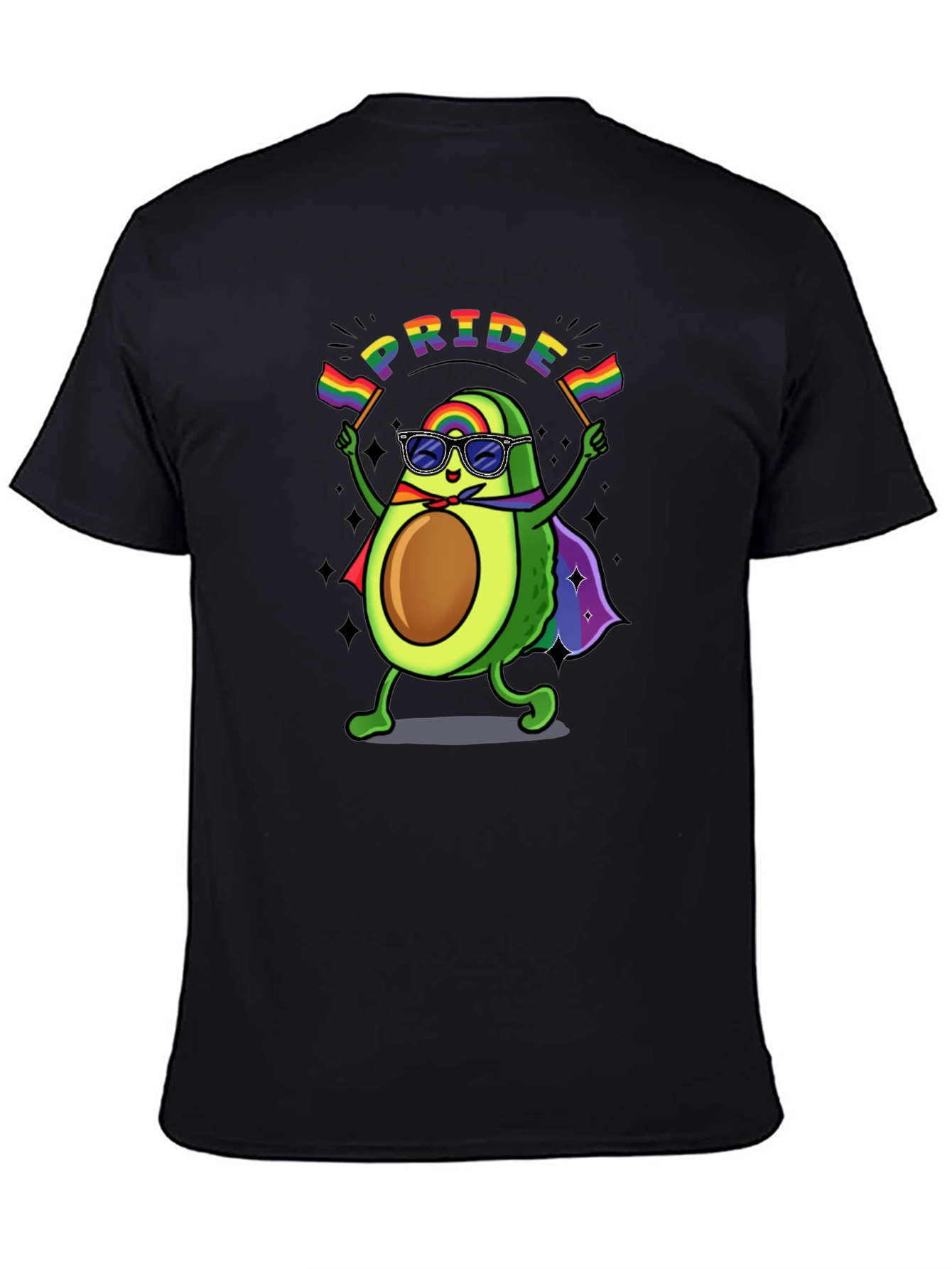 Pride Avocado T-Shirt - Black Crew Neck Cotton Tee