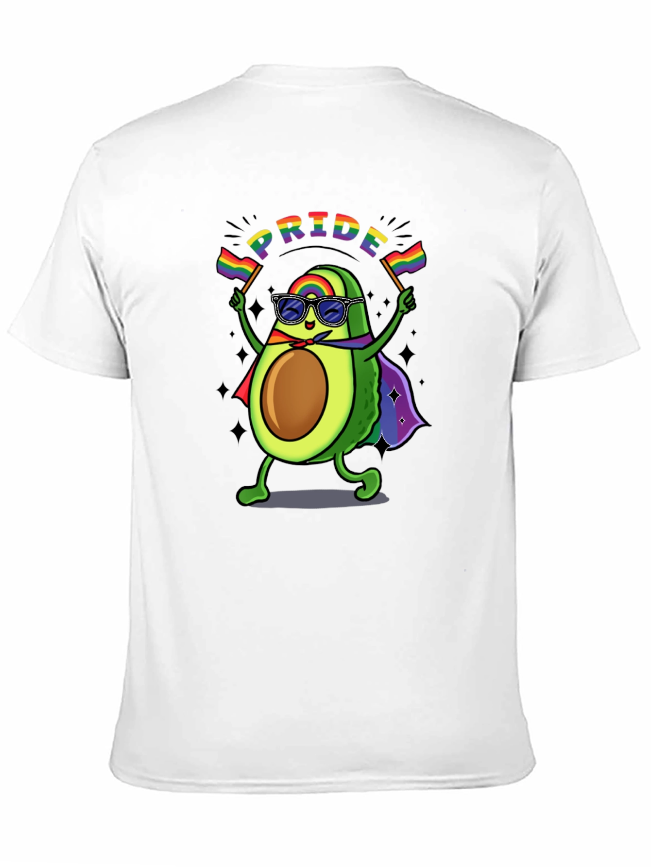 Pride Avocado T-Shirt - Black Crew Neck Cotton Tee