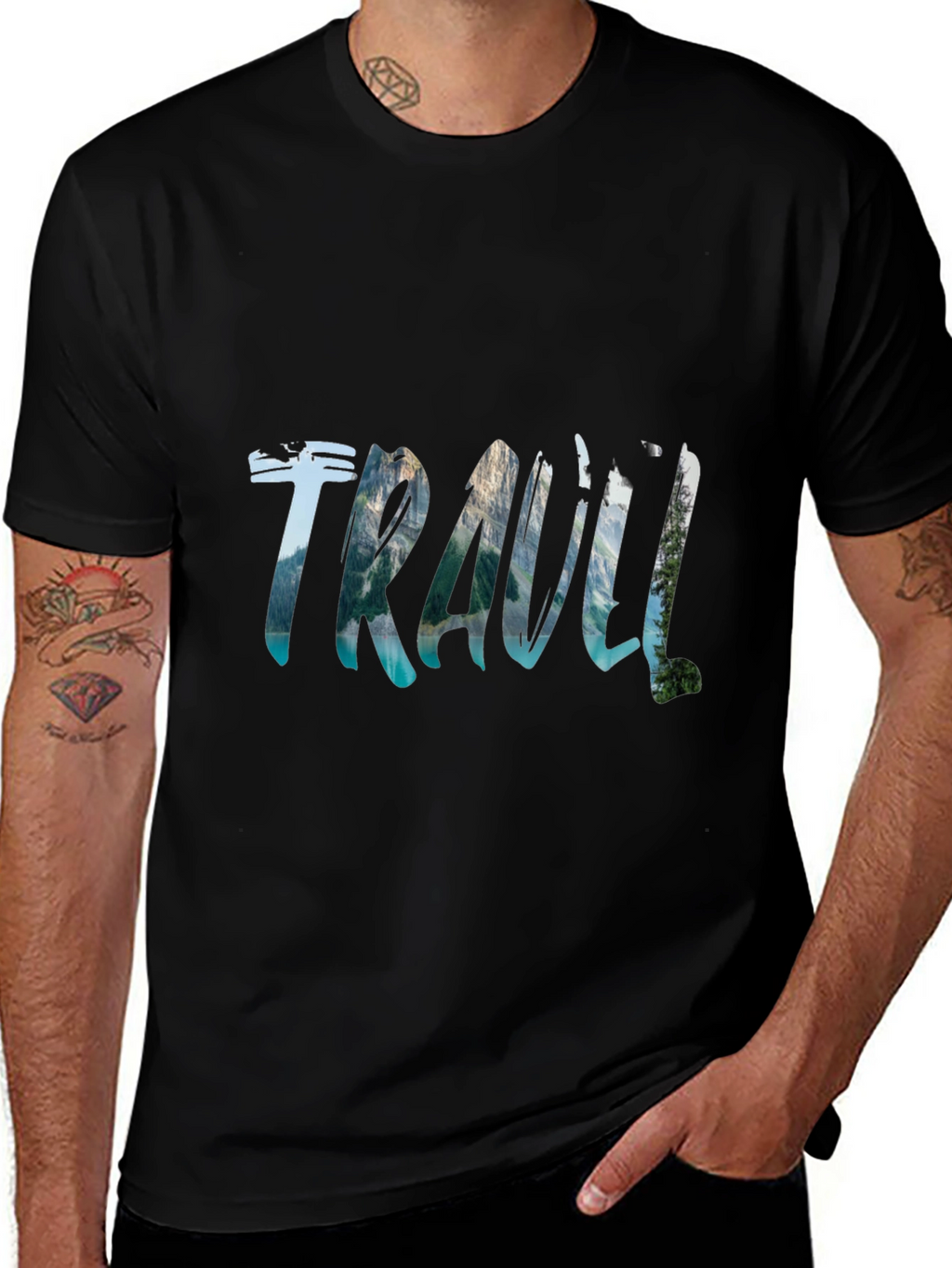 Travel Adventure Black Graphic T-Shirt