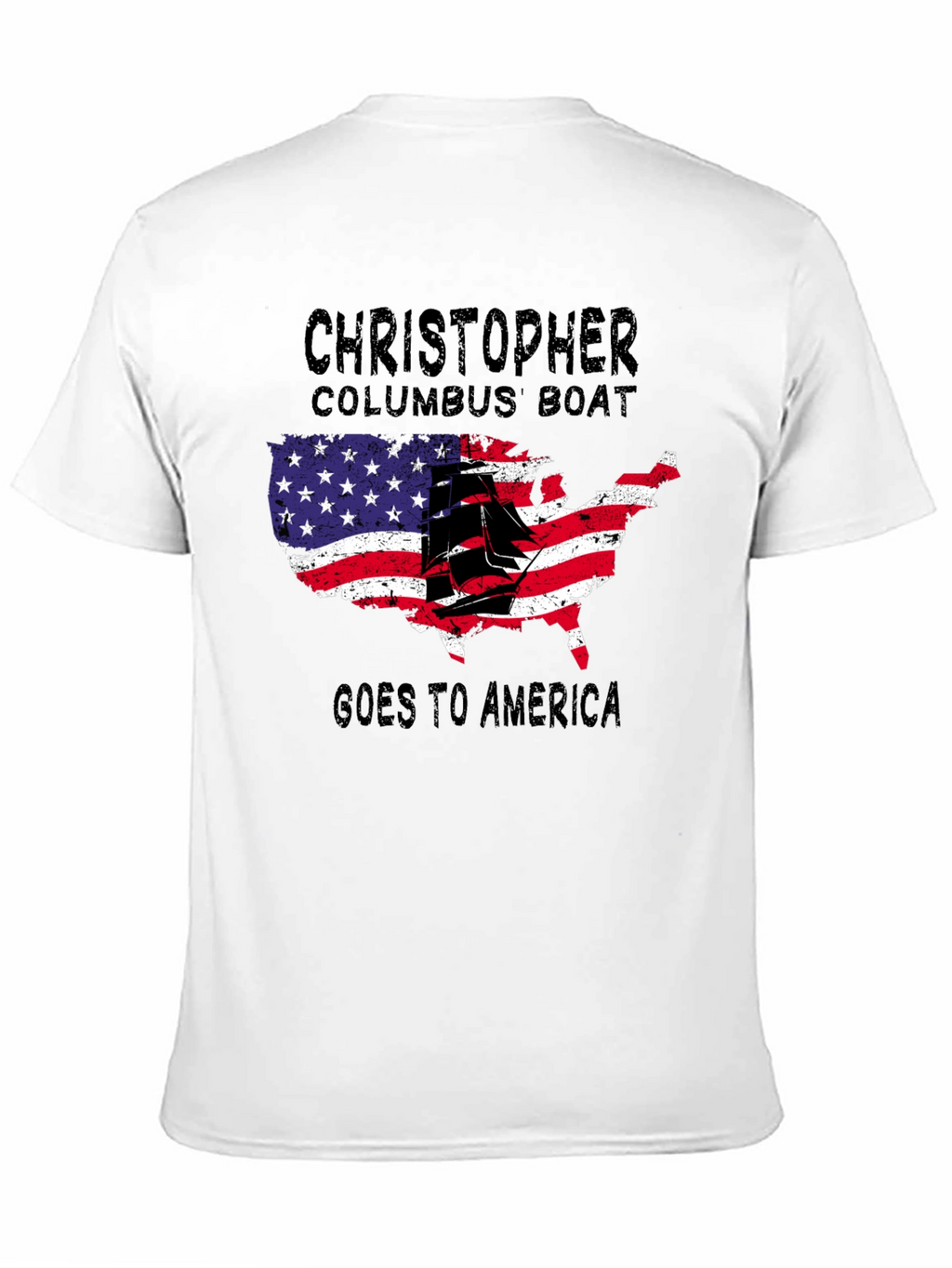 Christopher Columbus Boat USA Map T-Shirt