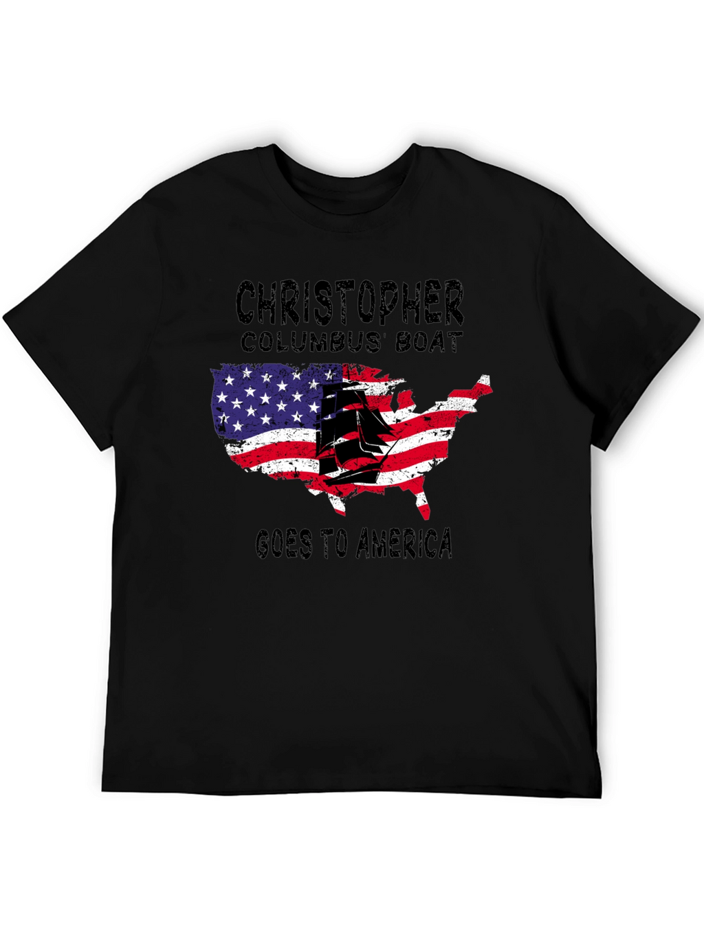 Christopher Columbus Boat USA Map T-Shirt