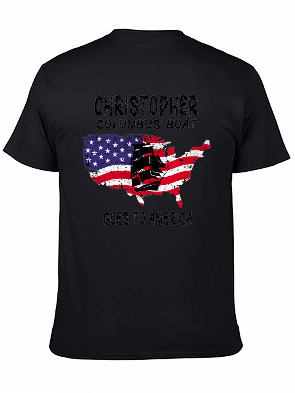 Christopher Columbus Boat USA Map T-Shirt