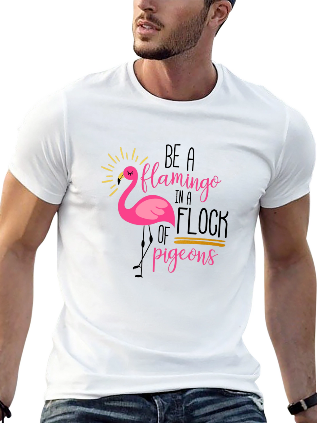 Be a Flamingo Black Graphic T-Shirt