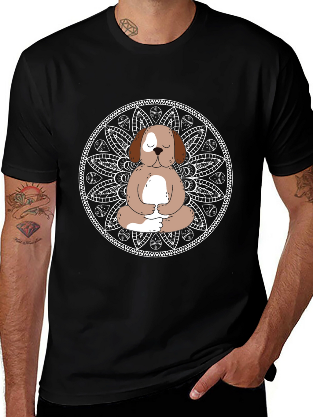 Meditating Dog Mandala T-Shirt