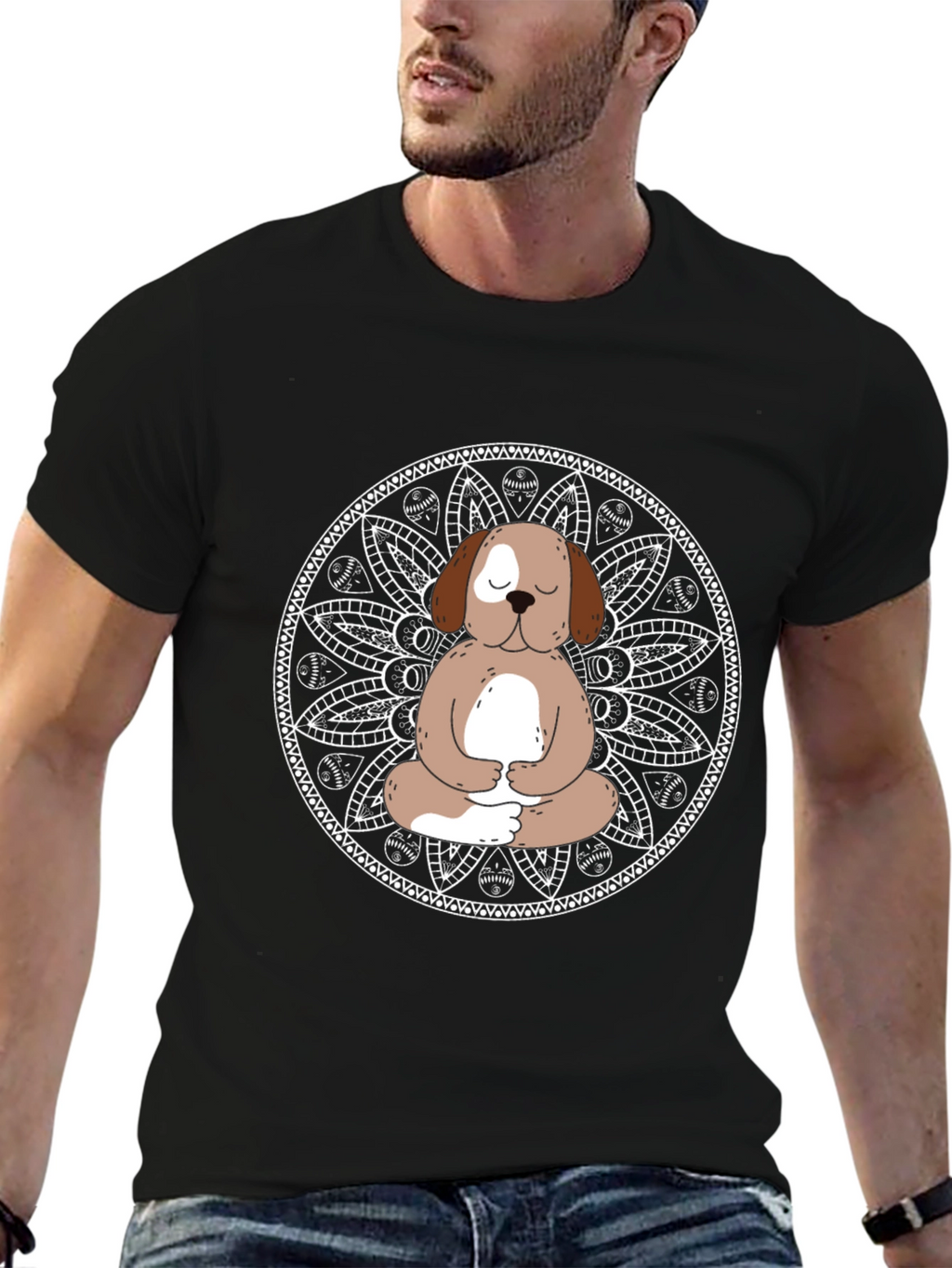 Meditating Dog Mandala T-Shirt