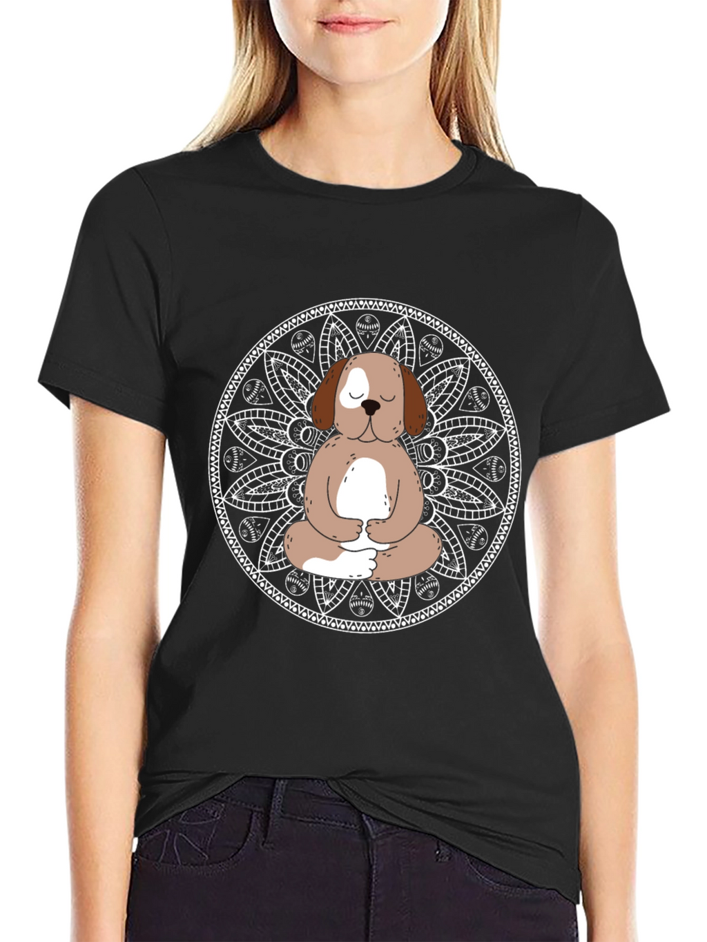 Meditating Dog Mandala T-Shirt