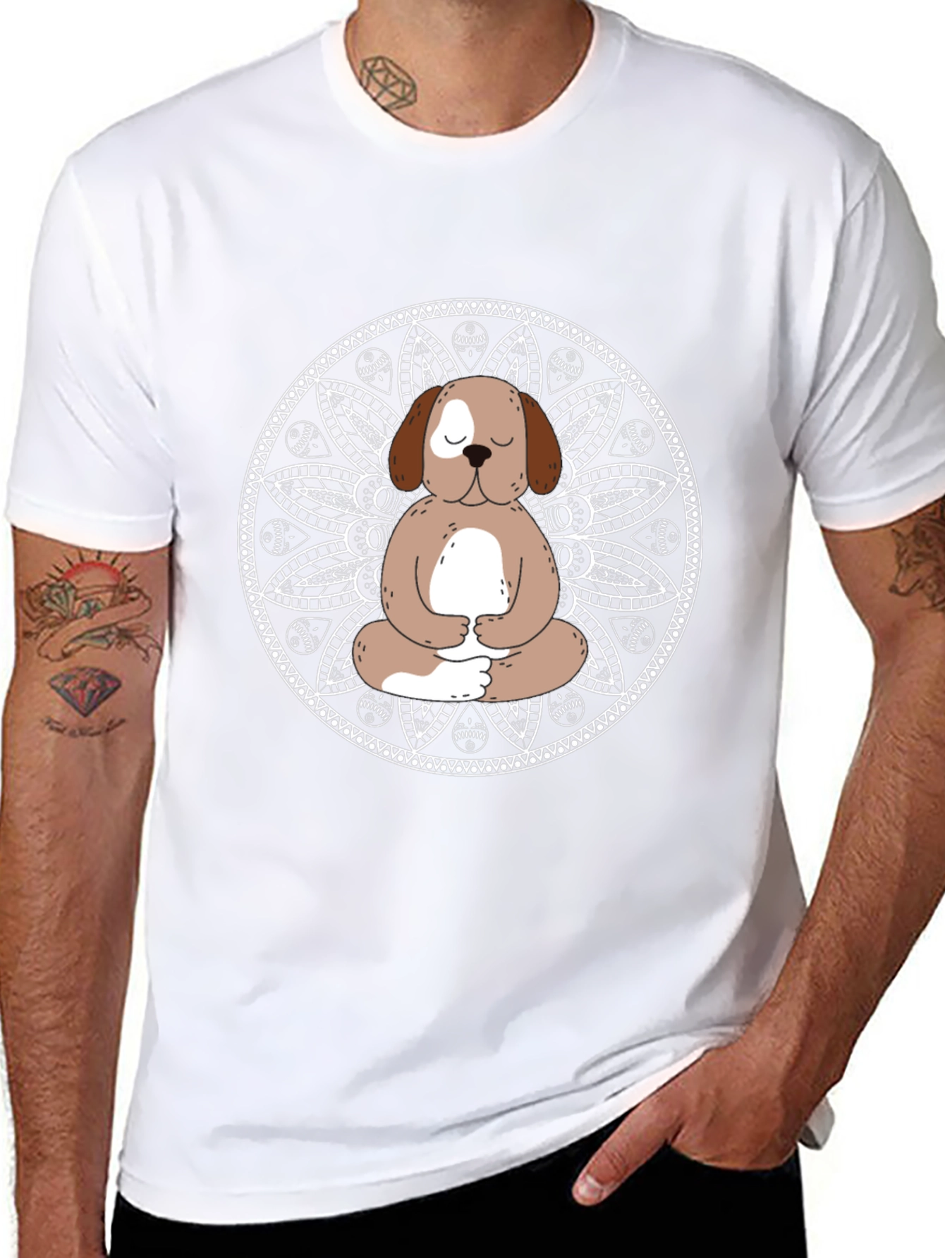 Meditating Dog Mandala T-Shirt