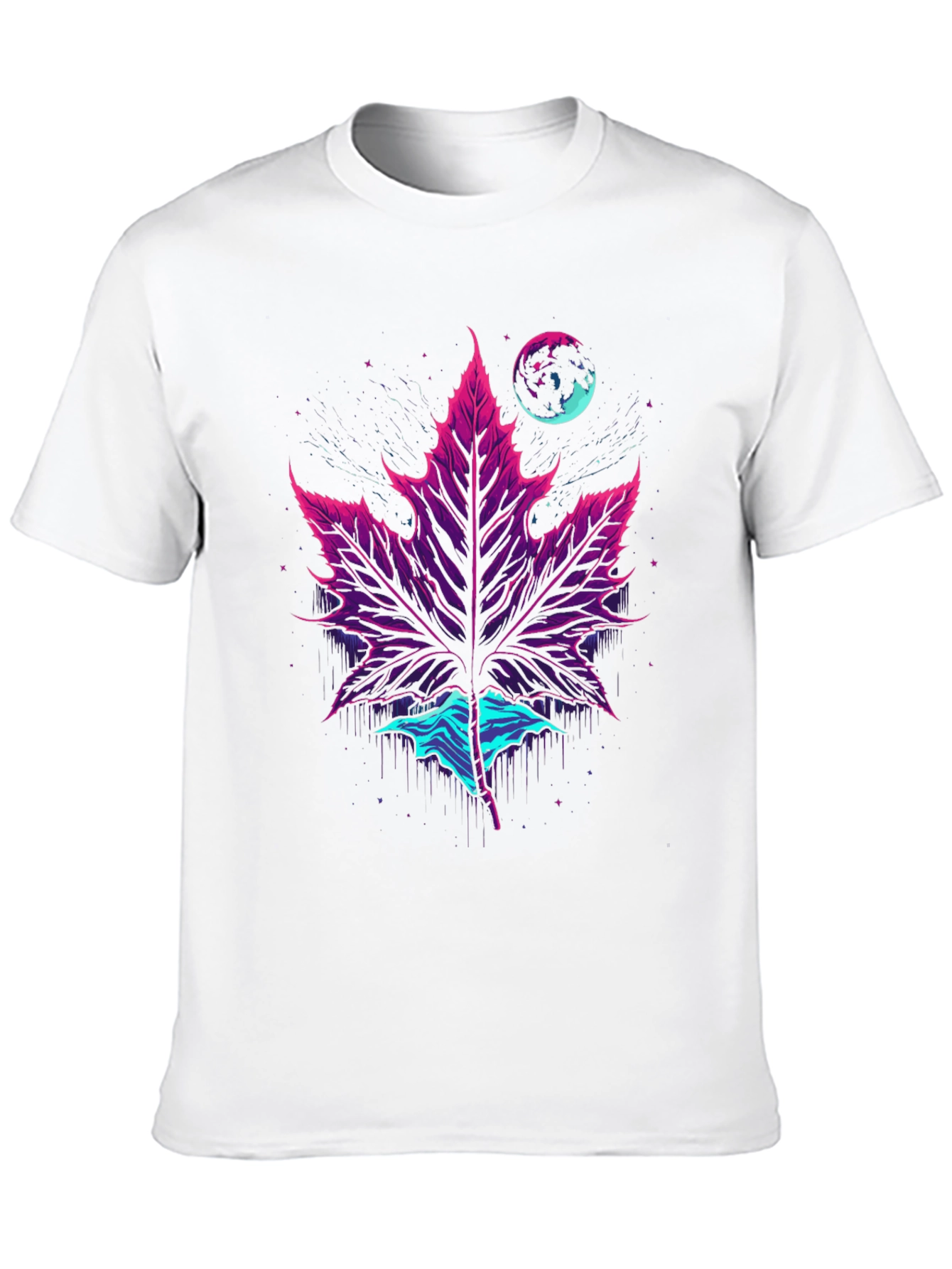 Neon Maple Leaf Graphic Tee - Black