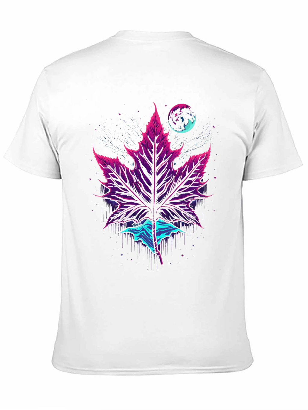 Neon Maple Leaf Graphic Tee - Black