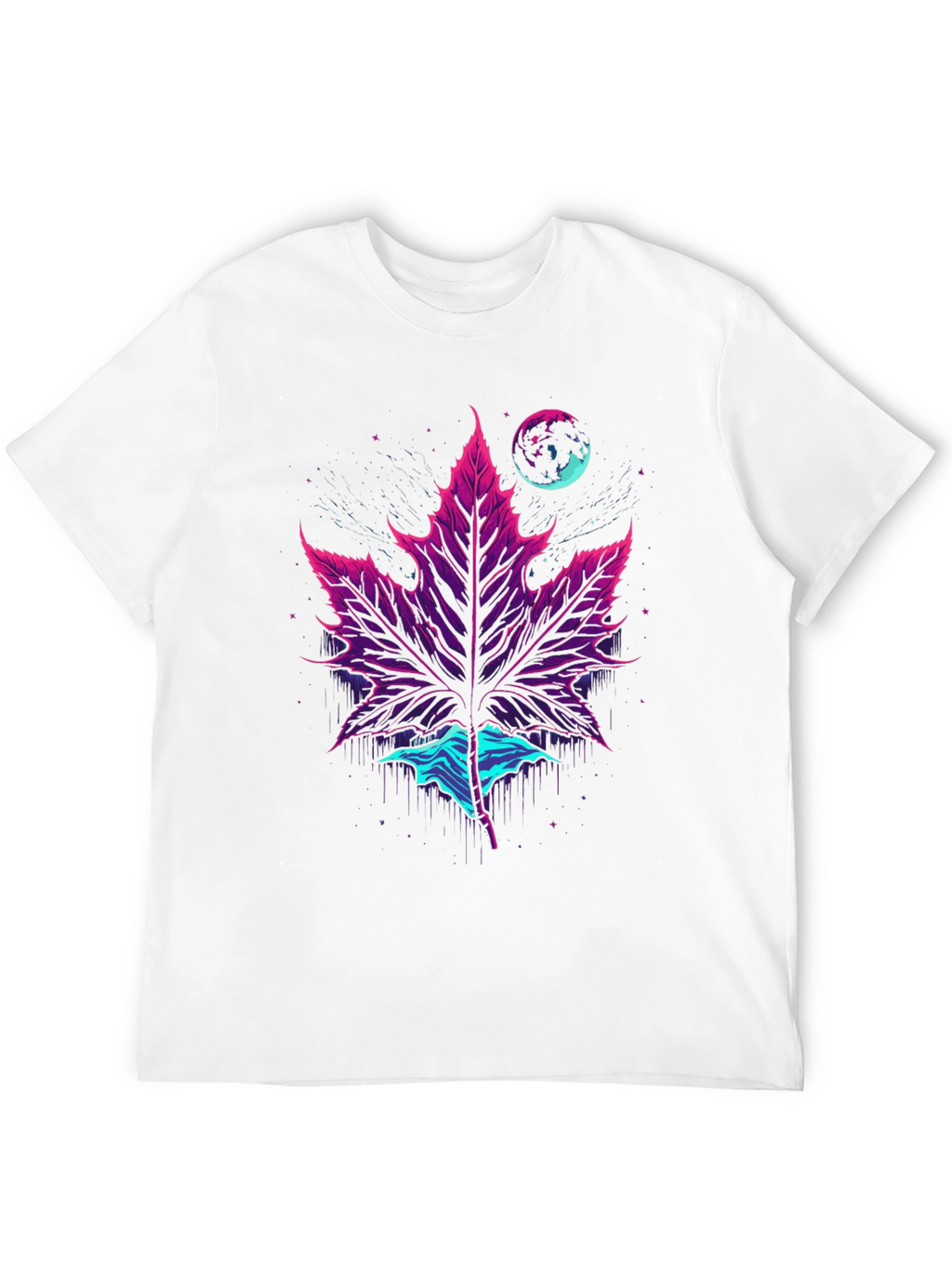 Neon Maple Leaf Graphic Tee - Black