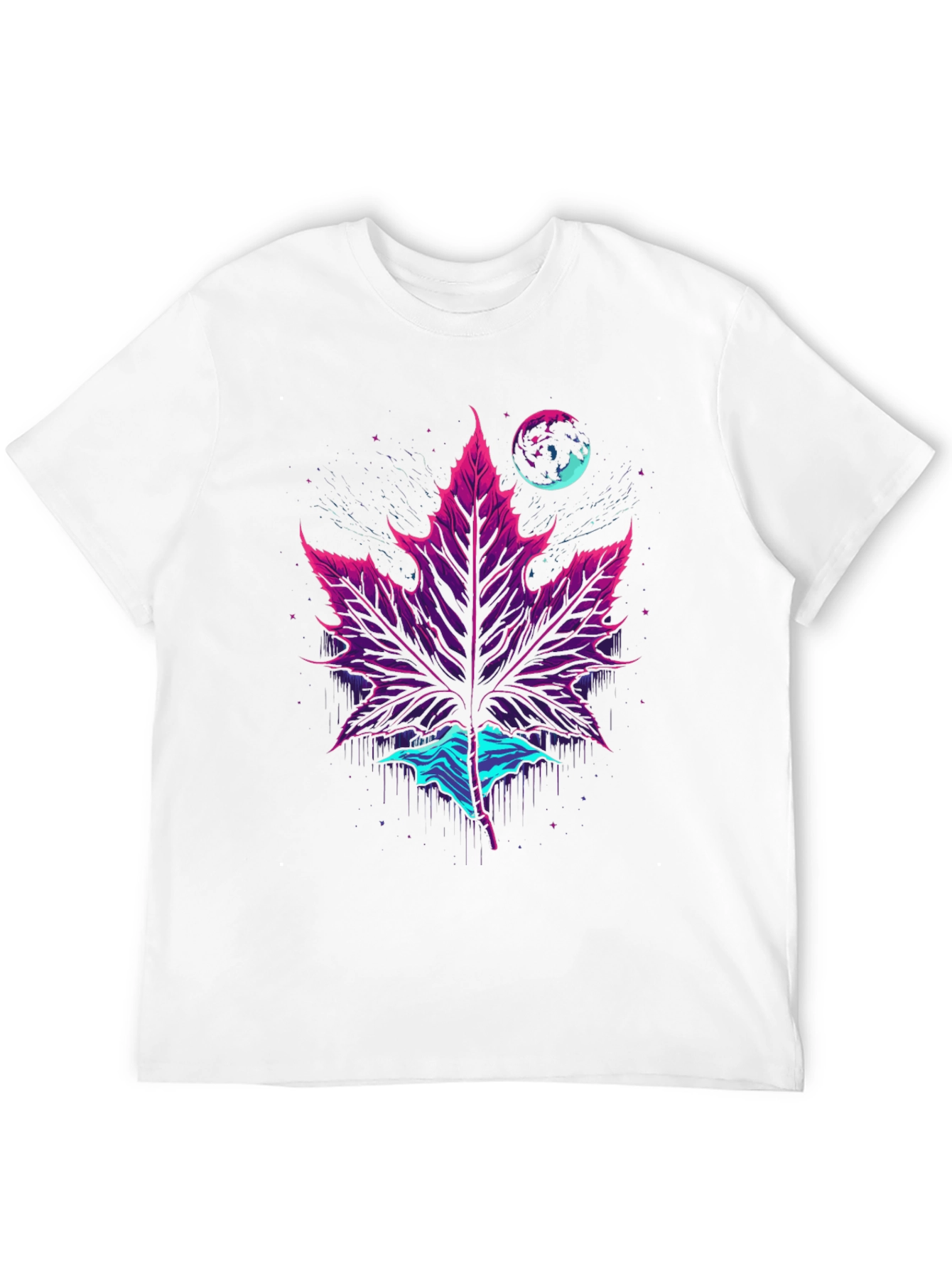 Neon Maple Leaf Graphic Tee - Black