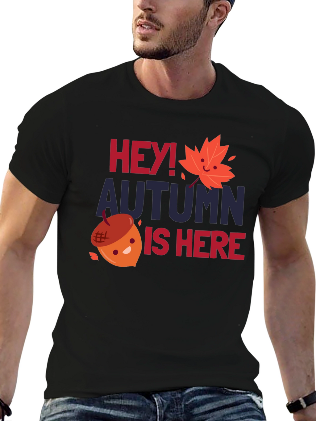 Hey! Autumn Is Here Black Graphic Tee