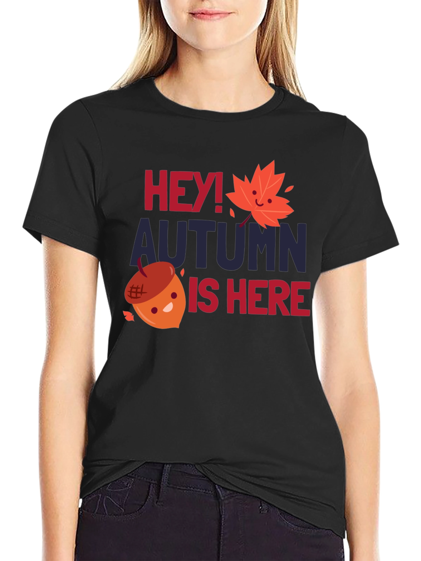 Hey! Autumn Is Here Black Graphic Tee
