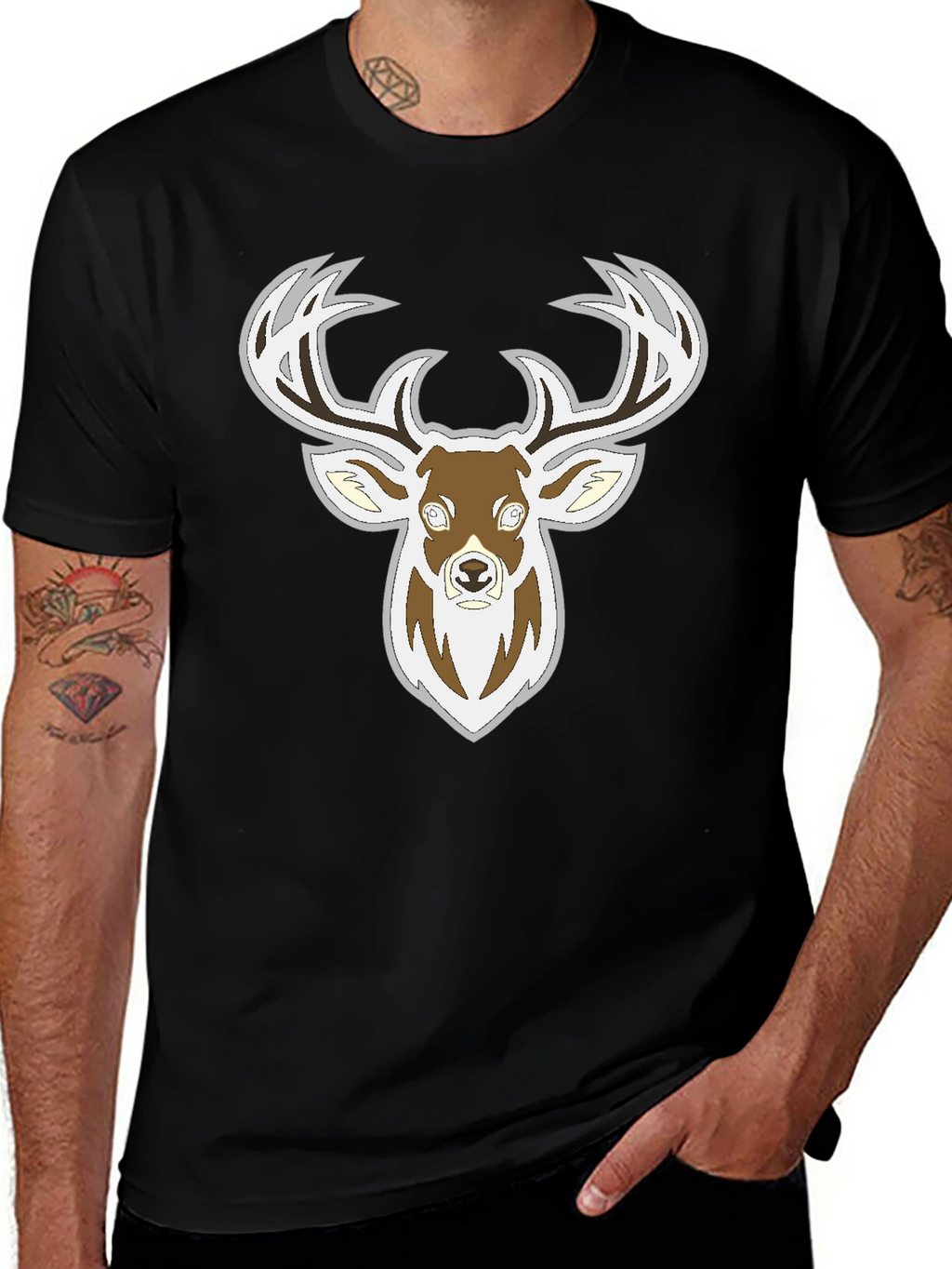 Deer Graphic Black T-Shirt