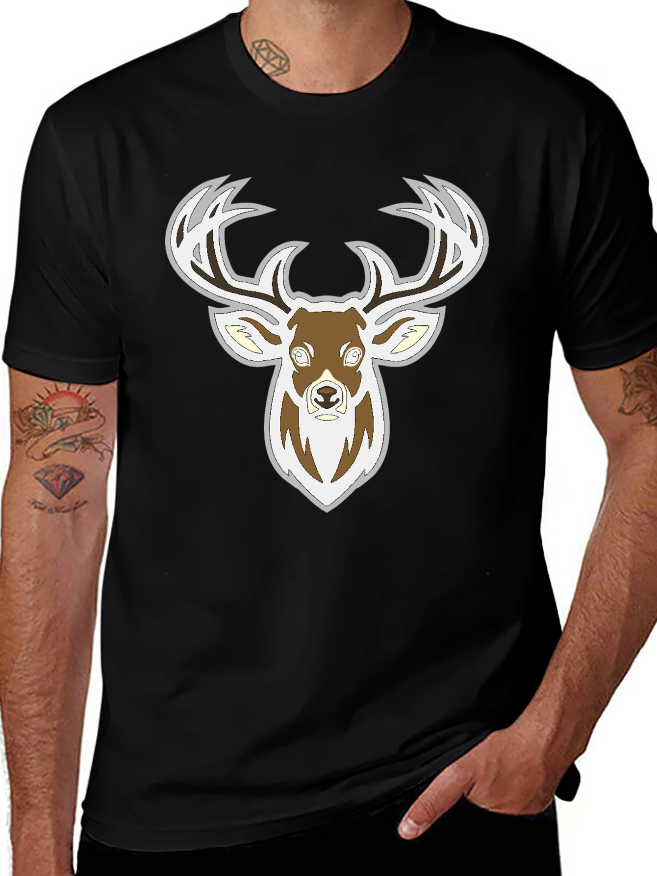 Deer Graphic Black T-Shirt