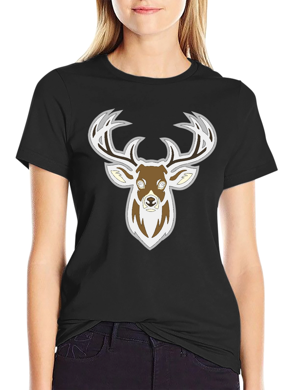 Deer Graphic Black T-Shirt