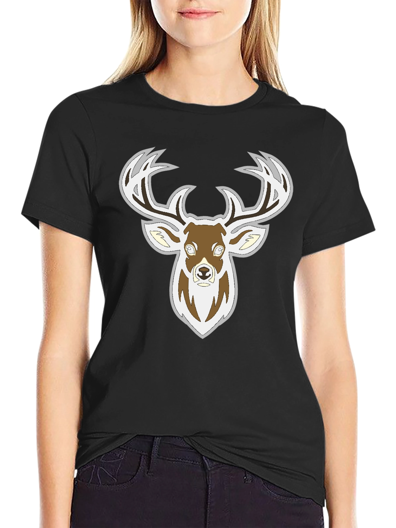 Deer Graphic Black T-Shirt