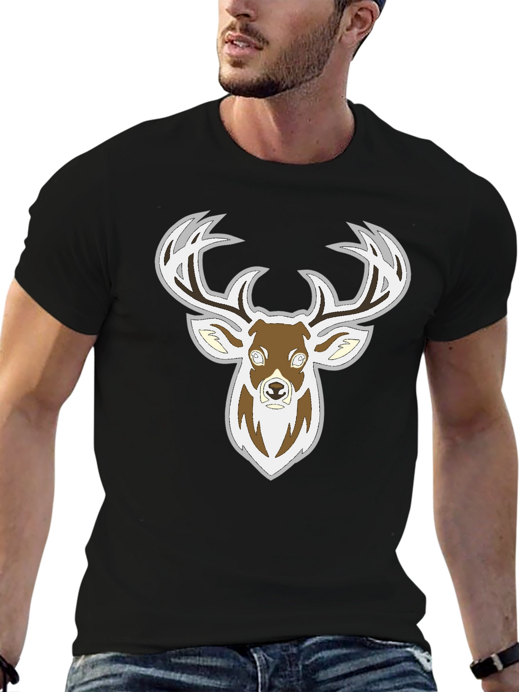 Deer Graphic Black T-Shirt