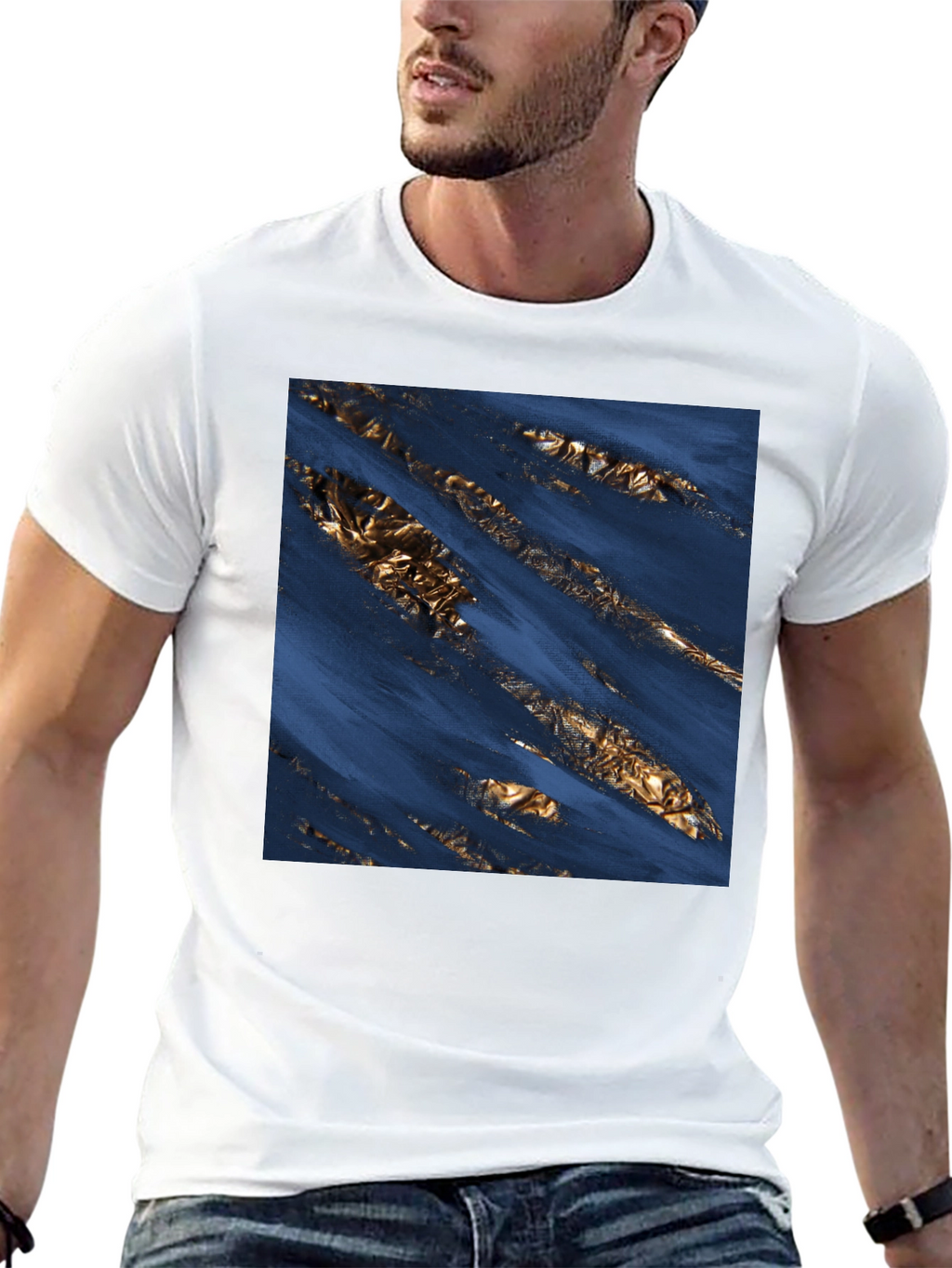 Abstract Gold Foil T-Shirt - Modern Graphic Tee