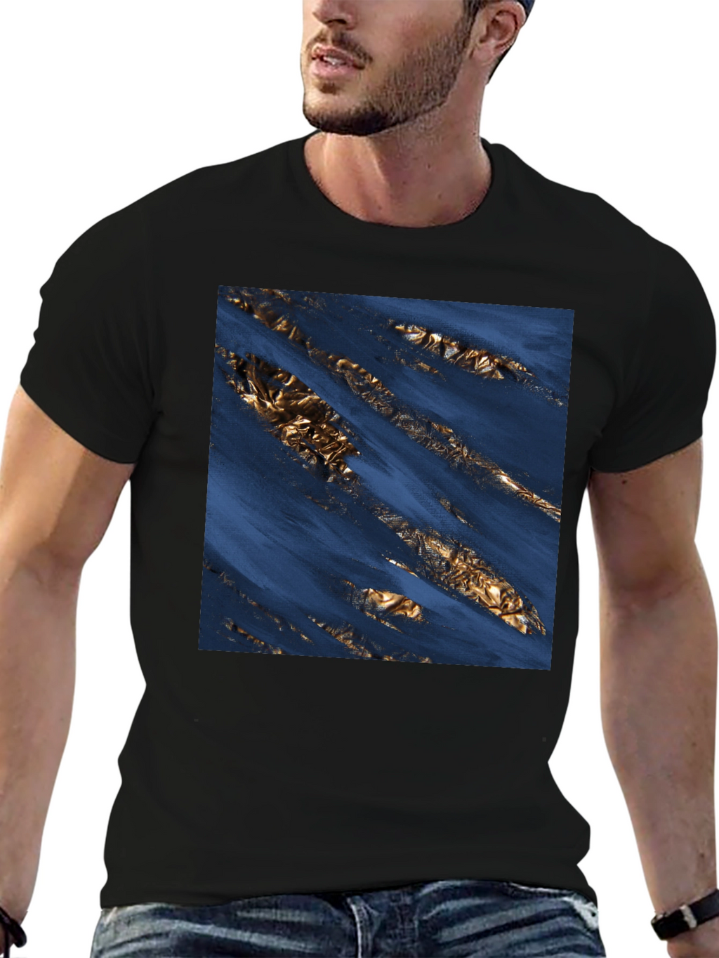 Abstract Gold Foil T-Shirt - Modern Graphic Tee