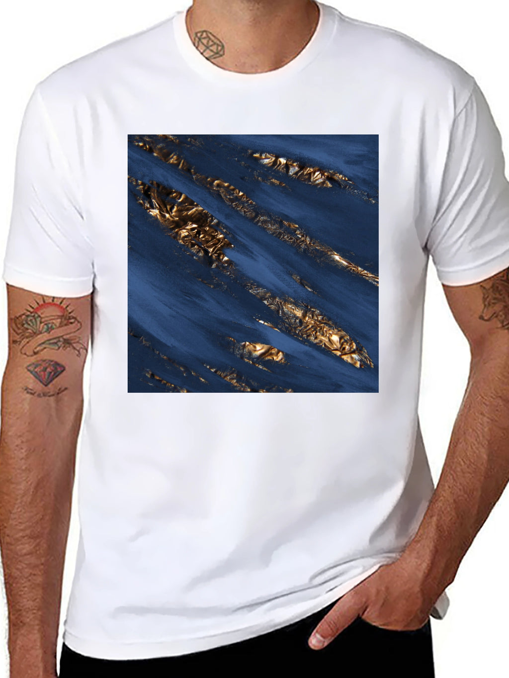 Abstract Gold Foil T-Shirt - Modern Graphic Tee